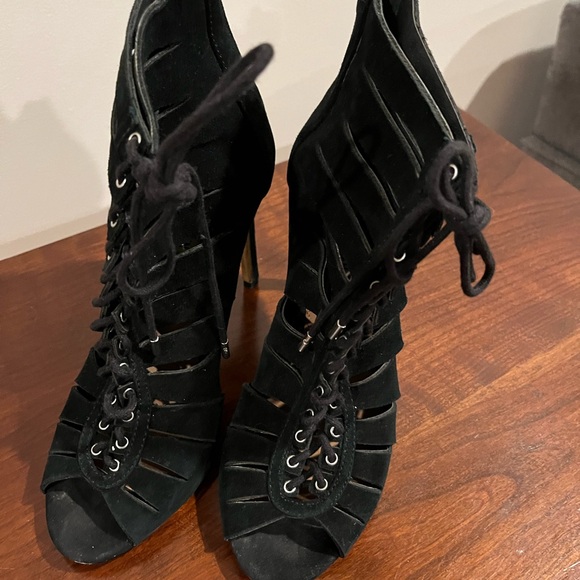 Steve Madden Cyder Laced Up Suede Heels SZ 7.5 - Picture 3 of 7